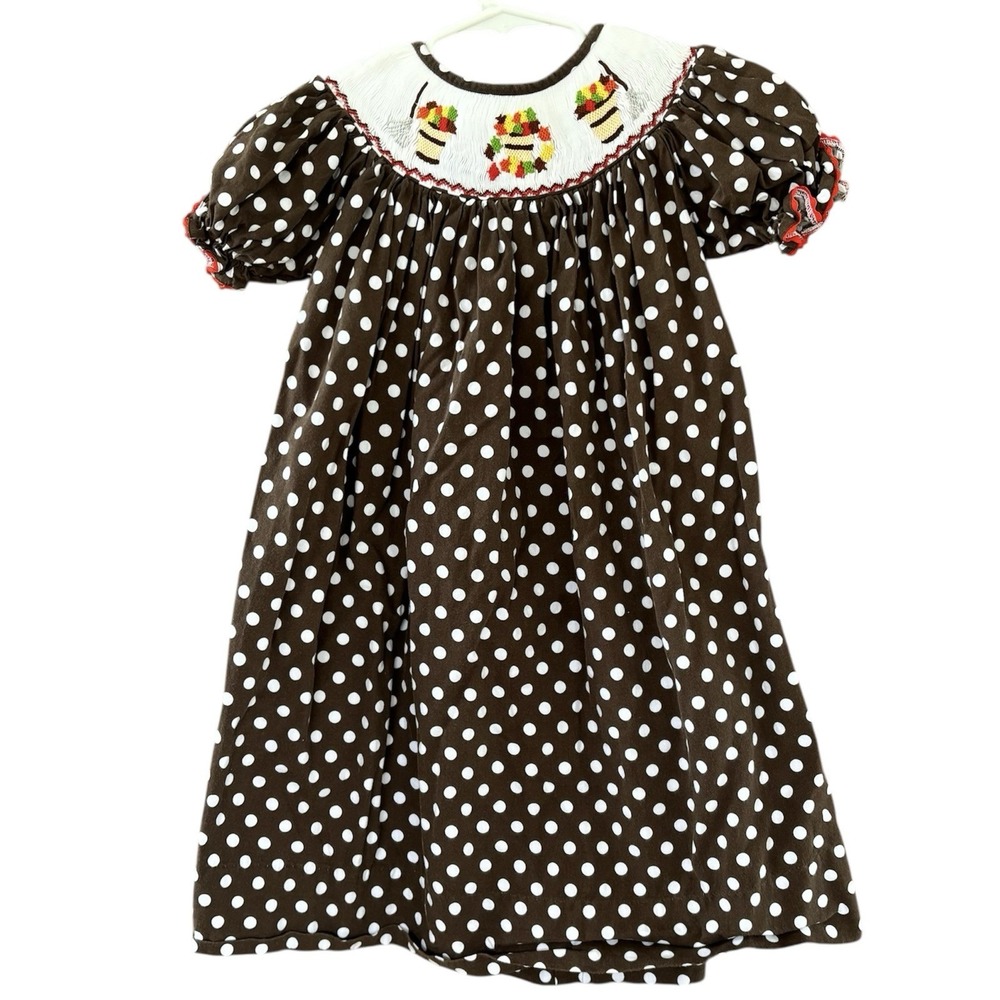 Molly Pop Little Girl's Smocked Embroidered‎ Autumn Theme A Line Dress Size 4